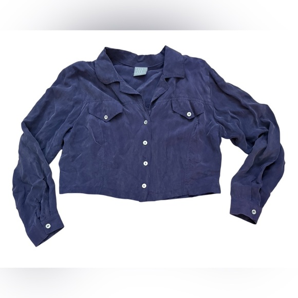 Vintage Rabbit rabbit rabbit Women's blue/ purple Blouse retro modern cropped - Picture 9 of 9